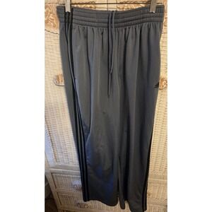 Adidas Pants Teens Gray Black 3 Stripe Nylon Reg Fit Joggers Pocket Sweatpants